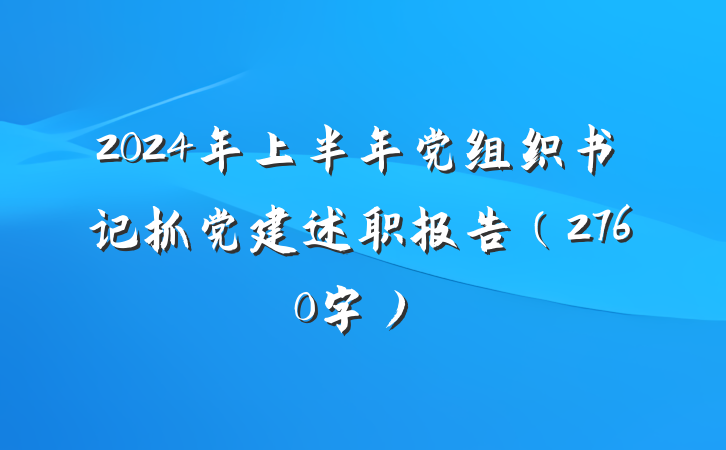 2024年上半年党组织书记抓党建述职报告（2760字）