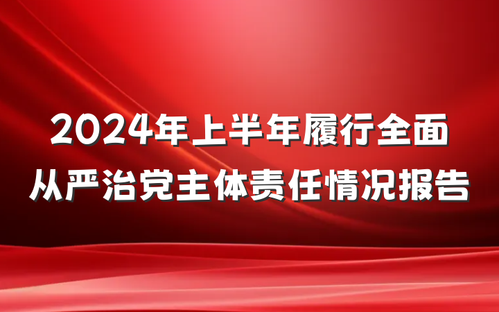 2024年上半年履行全面从严治党主体责任情况报告