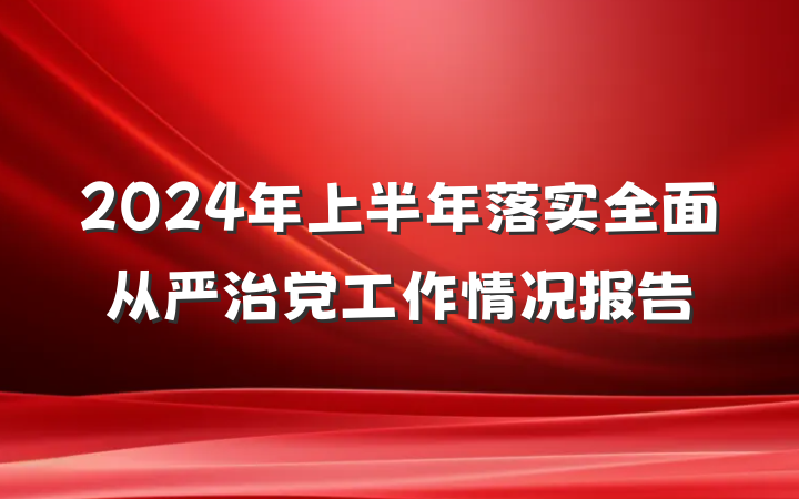 2024年上半年落实全面从严治党工作情况报告