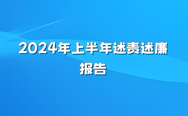 2024年上半年述责述廉报告