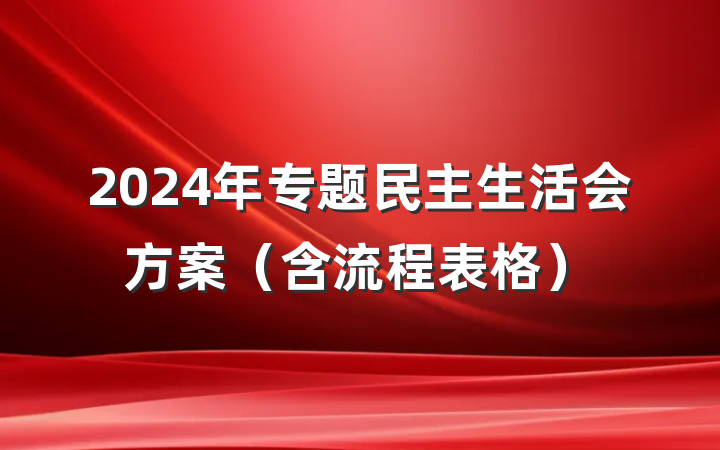 2024年专题民主生活会方案（含流程表格）