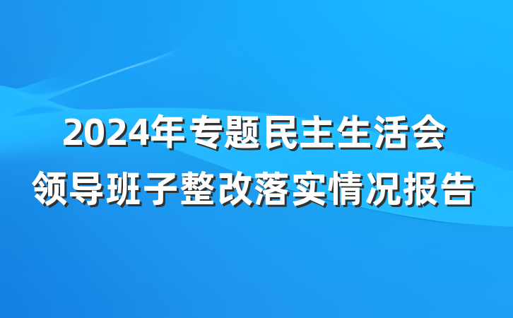 2024年专题民主生活会领导班子整改落实情况报告