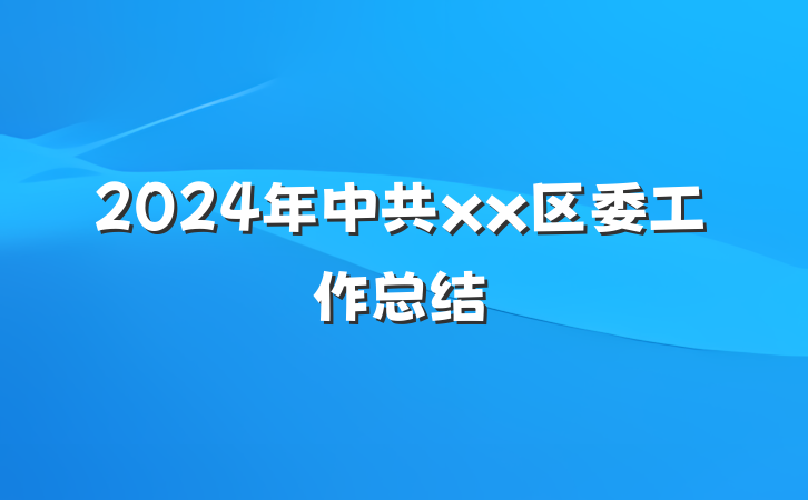 2024年中共xx区委工作总结