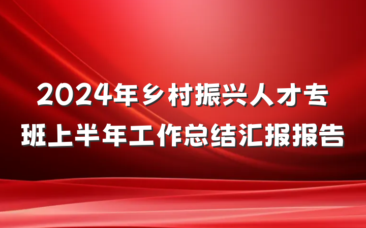 2024年乡村振兴人才专班上半年工作总结汇报报告