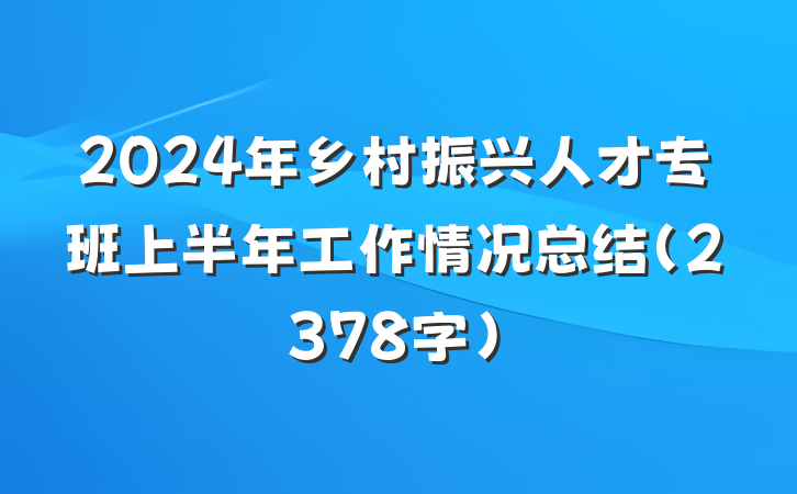 2024年乡村振兴人才专班上半年工作情况总结（2378字）