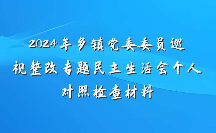 2024年乡镇党委委员巡视整改专题民主生活会个人对照检查材料