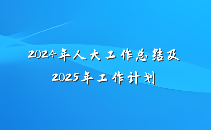 2024年人大工作总结及2025年工作计划