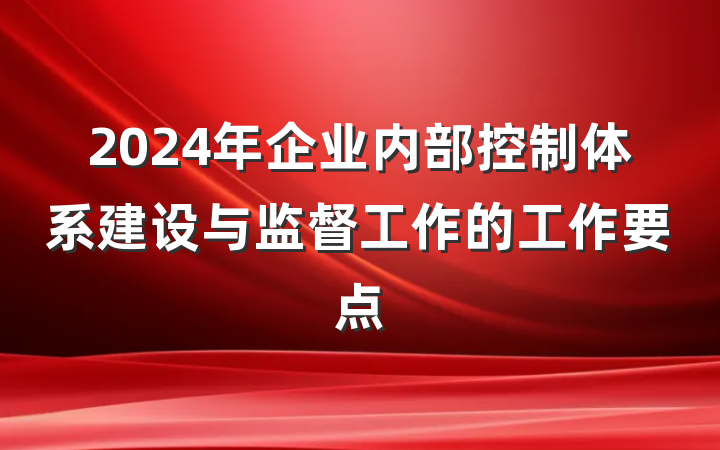 2024年企业内部控制体系建设与监督工作的工作要点