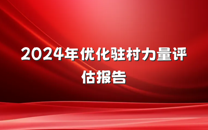 2024年优化驻村力量评估报告