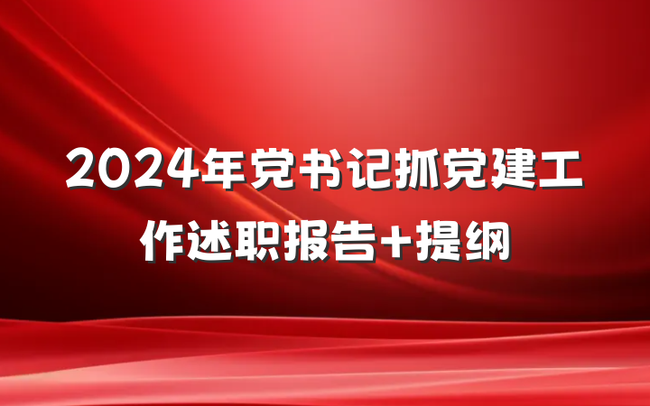 2024年党书记抓党建工作述职报告 提纲