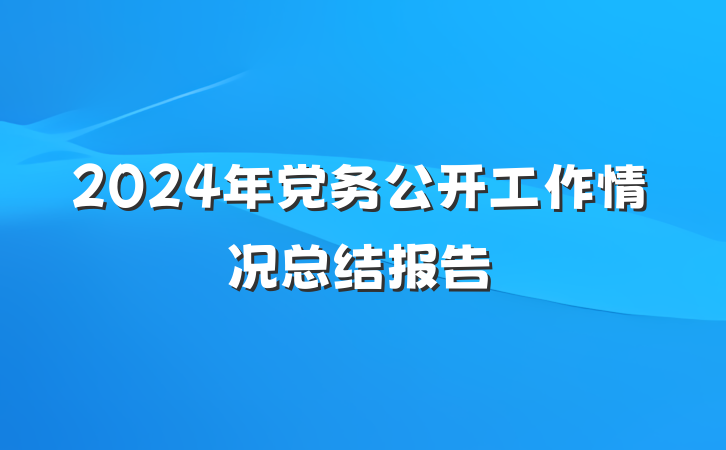 2024年党务公开工作情况总结报告