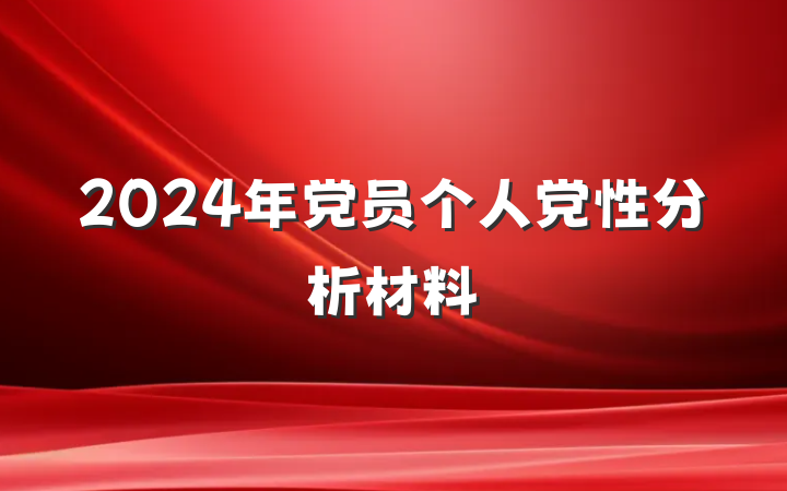 2024年党员个人党性分析材料