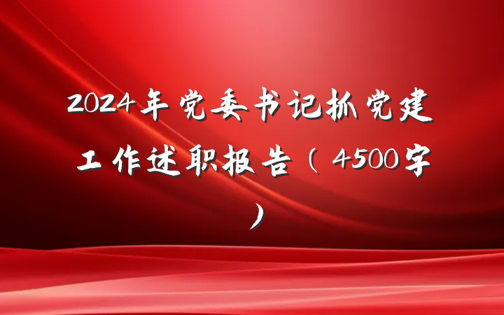 2024年党委书记抓党建工作述职报告（4500字）