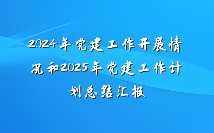 2024年党建工作开展情况和2025年党建工作计划总结汇报