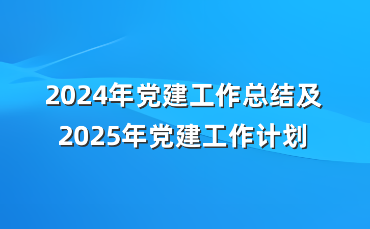 2024年党建工作总结及2025年党建工作计划