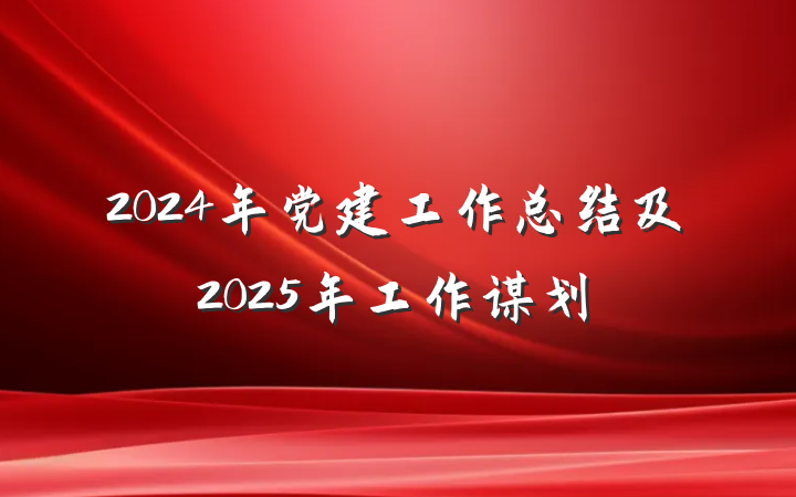 2024年党建工作总结及2025年工作谋划