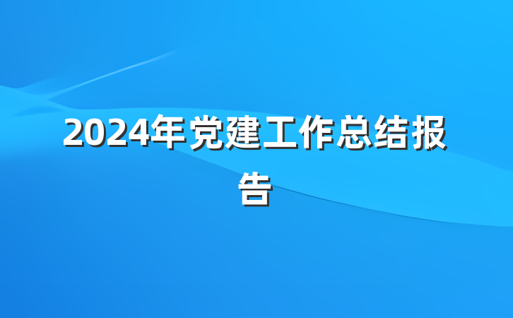 2024年党建工作总结报告