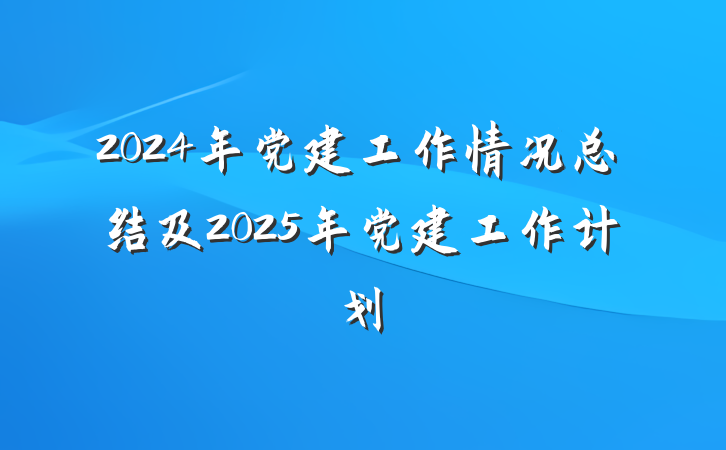 2024年党建工作情况总结及2025年党建工作计划