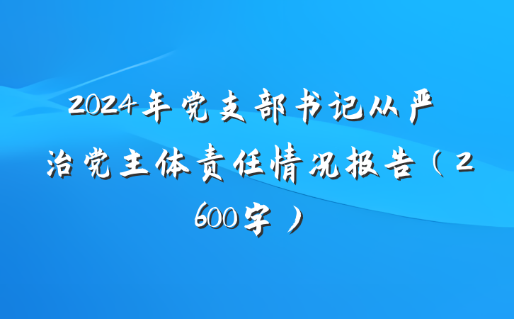 2024年党支部书记从严治党主体责任情况报告（2600字）