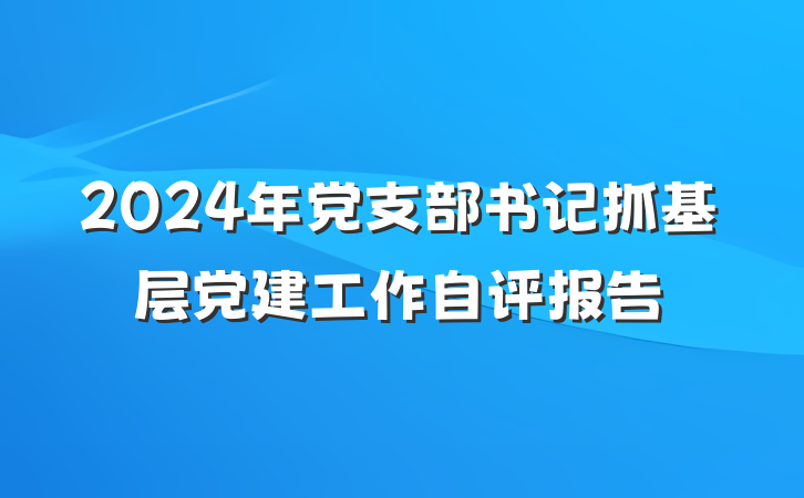 2024年党支部书记抓基层党建工作自评报告