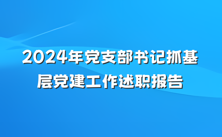 2024年党支部书记抓基层党建工作述职报告