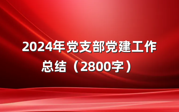 2024年党支部党建工作总结(2800字)