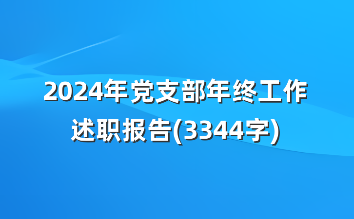 2024年党支部年终工作述职报告(3344字)