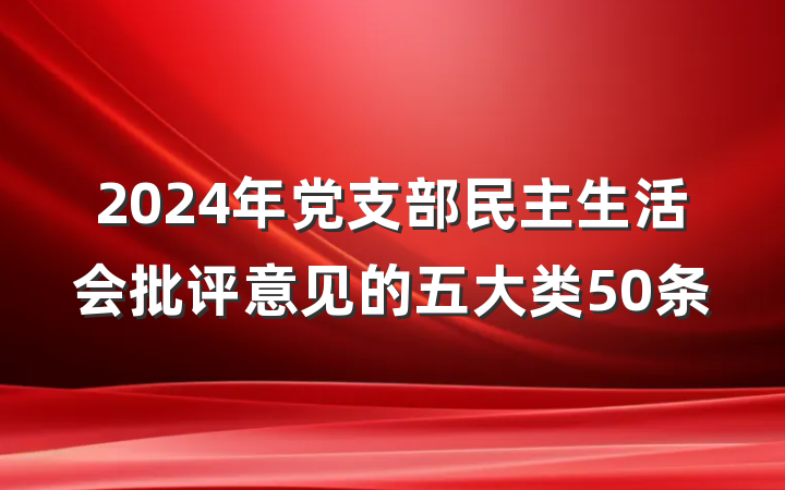2024年党支部民主生活会批评意见的五大类50条