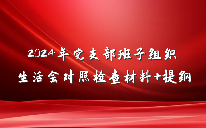 2024年党支部班子组织生活会对照检查材料 提纲