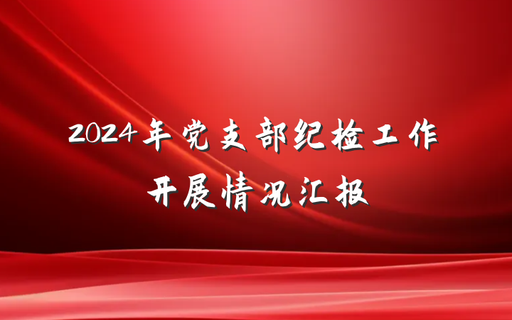 2024年党支部纪检工作开展情况汇报