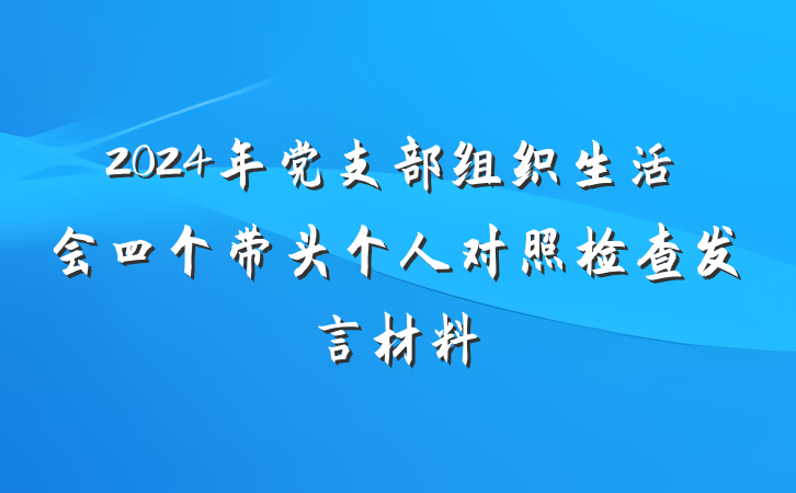 2024年党支部组织生活会四个带头个人对照检查发言材料