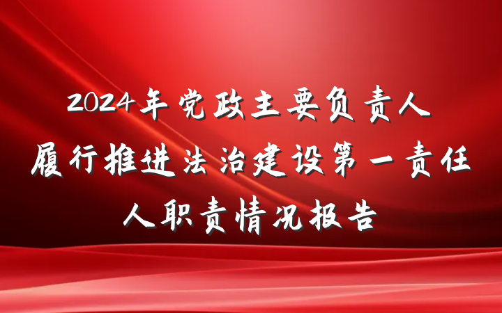 2024年党政主要负责人履行推进法治建设第一责任人职责情况报告