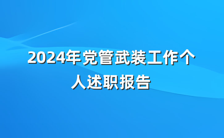 2024年党管武装工作个人述职报告
