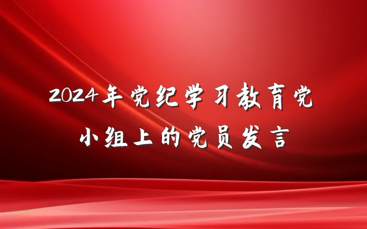 2024年党纪学习教育党小组上的党员发言