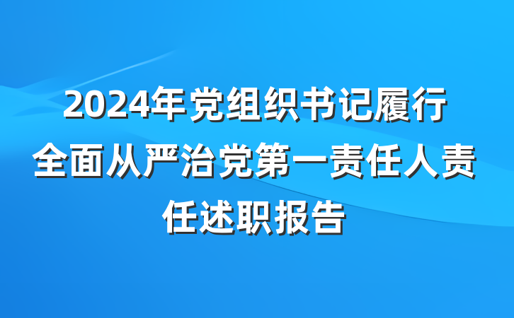 2024年党组织书记履行全面从严治党第一责任人责任述职报告