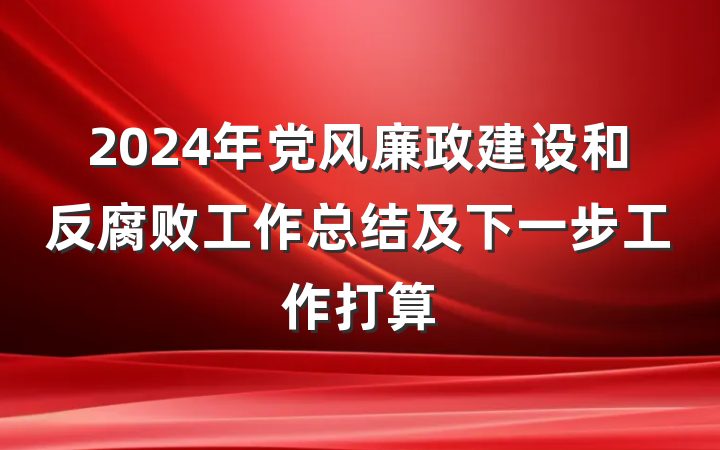 2024年党风廉政建设和反腐败工作总结及下一步工作打算