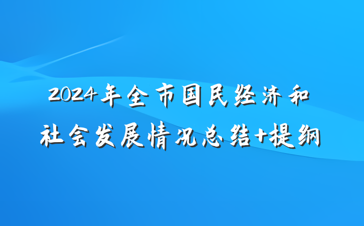 2024年全市国民经济和社会发展情况总结 提纲