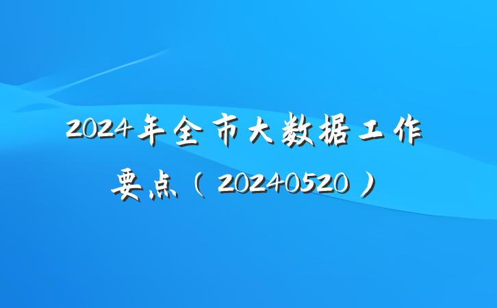 2024年全市大数据工作要点（20240520）
