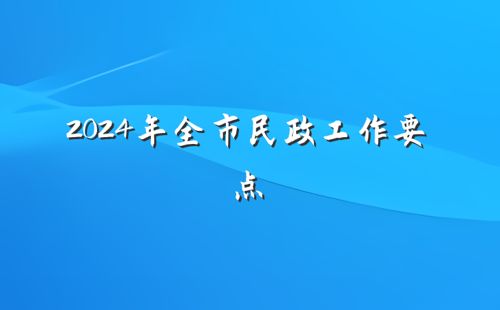 2024年全市民政工作要点