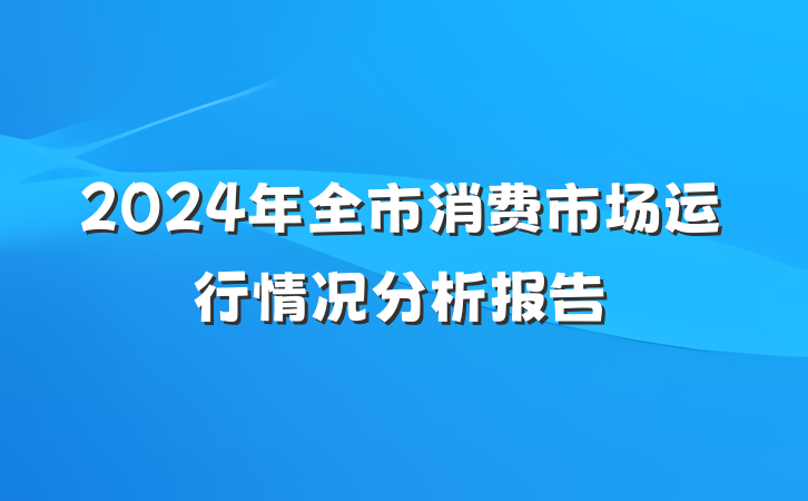 2024年全市消费市场运行情况分析报告