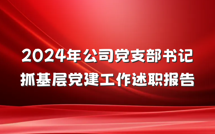 2024年公司党支部书记抓基层党建工作述职报告