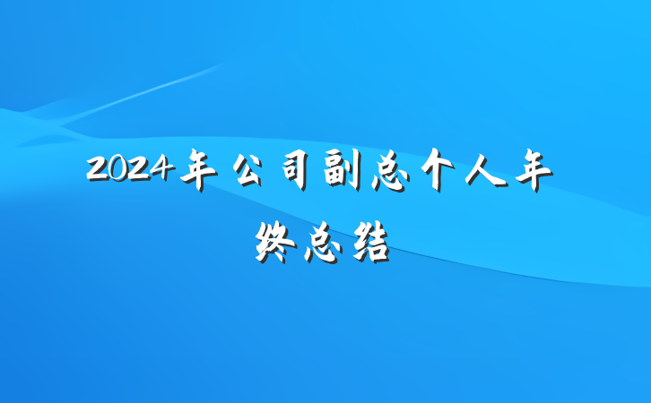 2024年公司副总个人年终总结