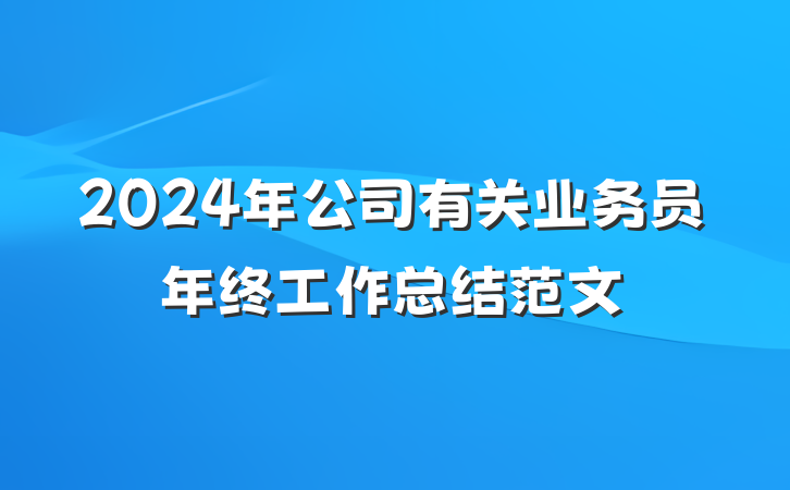 2024年公司有关业务员年终工作总结范文