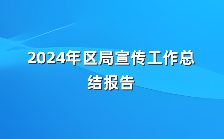 2024年区局宣传工作总结报告