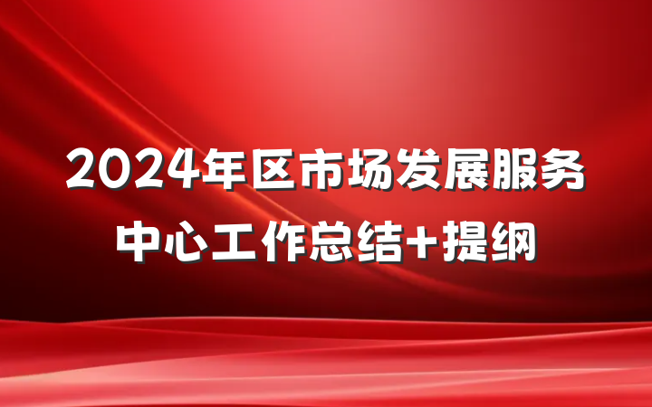 2024年区市场发展服务中心工作总结 提纲