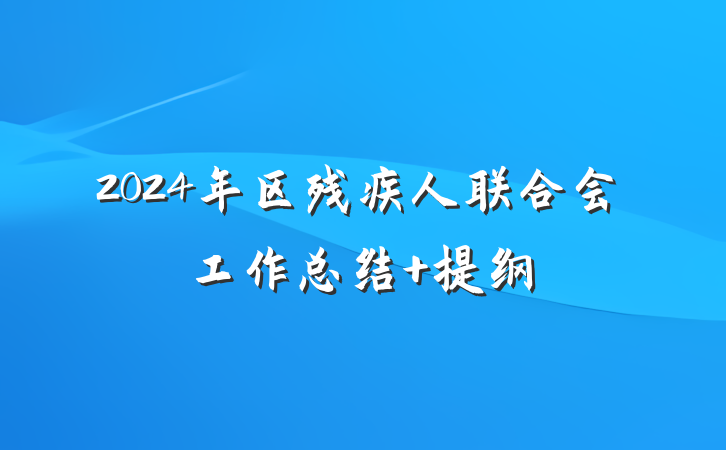 2024年区残疾人联合会工作总结 提纲