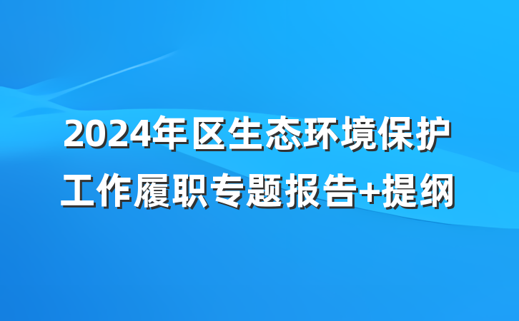 2024年区生态环境保护工作履职专题报告 提纲