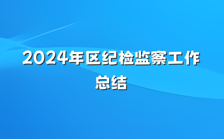 2024年区纪检监察工作总结
