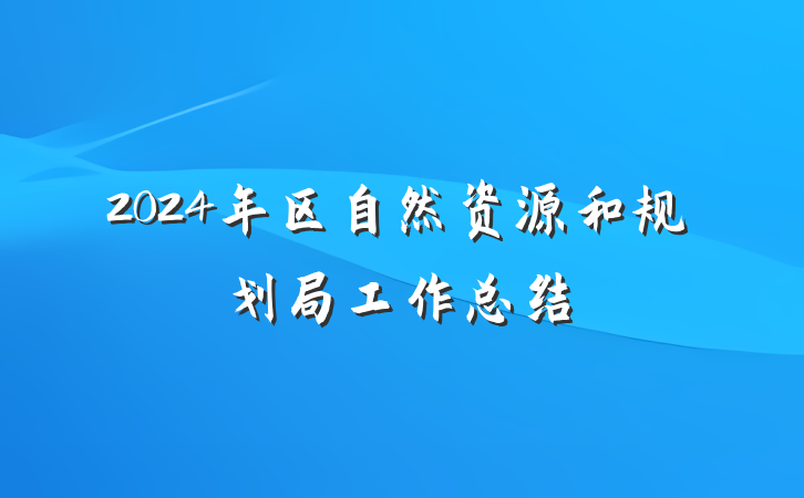 2024年区自然资源和规划局工作总结