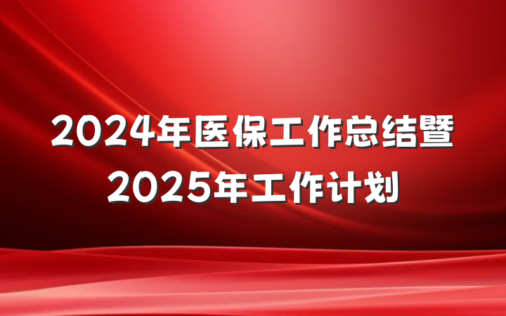 2024年医保工作总结暨2025年工作计划